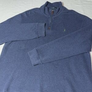 Polo Ralph Lauren 1/4 Zip Sweater Mens XXL Navy Blue Estate-Rib Pullover‎ Cotton